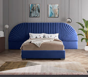 Cleo Velvet Queen Bed (3 Boxes) Blue - Gate FurnitureQueen Bed