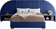 Cleo Velvet Queen Bed (3 Boxes) Blue - Gate FurnitureQueen Bed