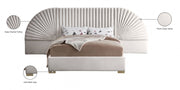 Cleo Velvet Queen Bed (3 Boxes) Cream - Gate FurnitureQueen Bed