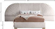Cleo Velvet Queen Bed (3 Boxes) Cream - Gate FurnitureQueen Bed
