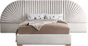 Cleo Velvet Queen Bed (3 Boxes) Cream - Gate FurnitureQueen Bed