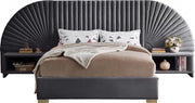 Cleo Velvet Queen Bed (3 Boxes) Grey - Gate FurnitureQueen Bed