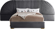 Cleo Velvet Queen Bed (3 Boxes) Grey - Gate FurnitureQueen Bed