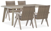 Cliff Trails Outdoor Dining Table and 4 Chairs in Beige - PKG021148