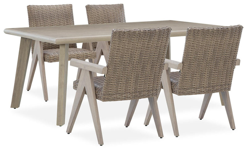 Cliff Trails Outdoor Dining Table and 4 Chairs in Beige - PKG021148