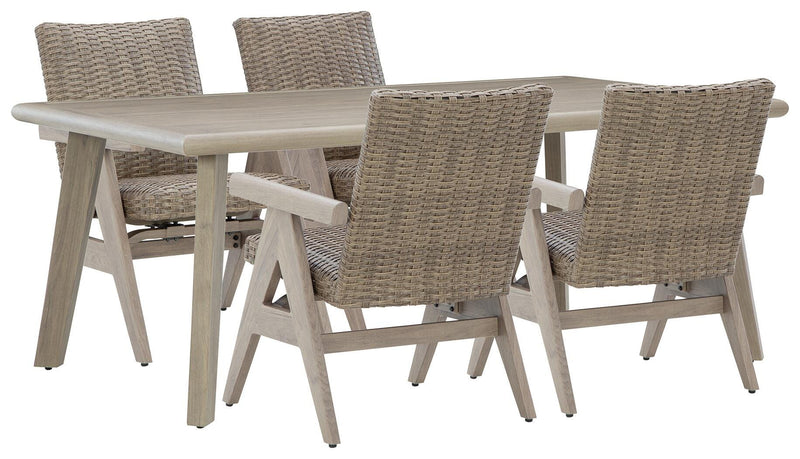 Cliff Trails Outdoor Dining Table and 4 Chairs in Beige - PKG021151