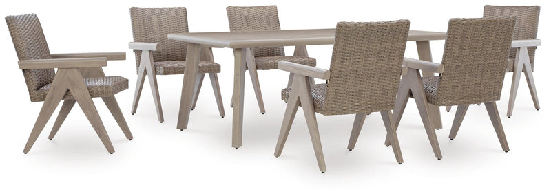 Cliff Trails Outdoor Dining Table and 6 Chairs in Beige - PKG021149