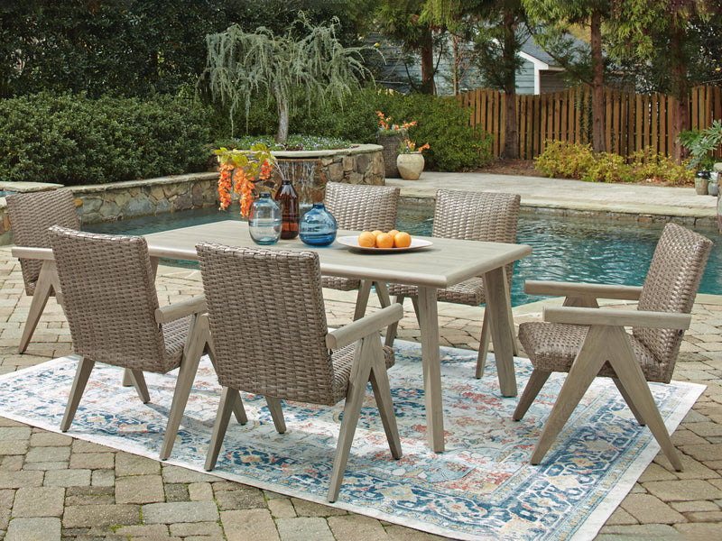 Cliff Trails Outdoor Dining Table and 6 Chairs in Beige - PKG021149