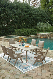 Cliff Trails Outdoor Dining Table and 6 Chairs in Beige - PKG021155