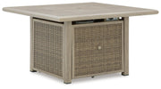 Cliff Trails Outdoor Fire Pit Table and 4 Chairs in Beige - PKG023987