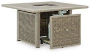 Cliff Trails Outdoor Fire Pit Table and 4 Chairs in Beige - PKG023987