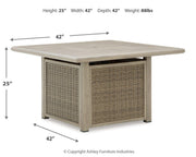Cliff Trails Outdoor Fire Pit Table and 4 Chairs in Beige - PKG023987