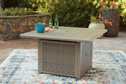 Cliff Trails Outdoor Fire Pit Table and 4 Chairs in Beige - PKG023987