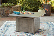 Cliff Trails Outdoor Fire Pit Table and 4 Chairs in Beige - PKG023987