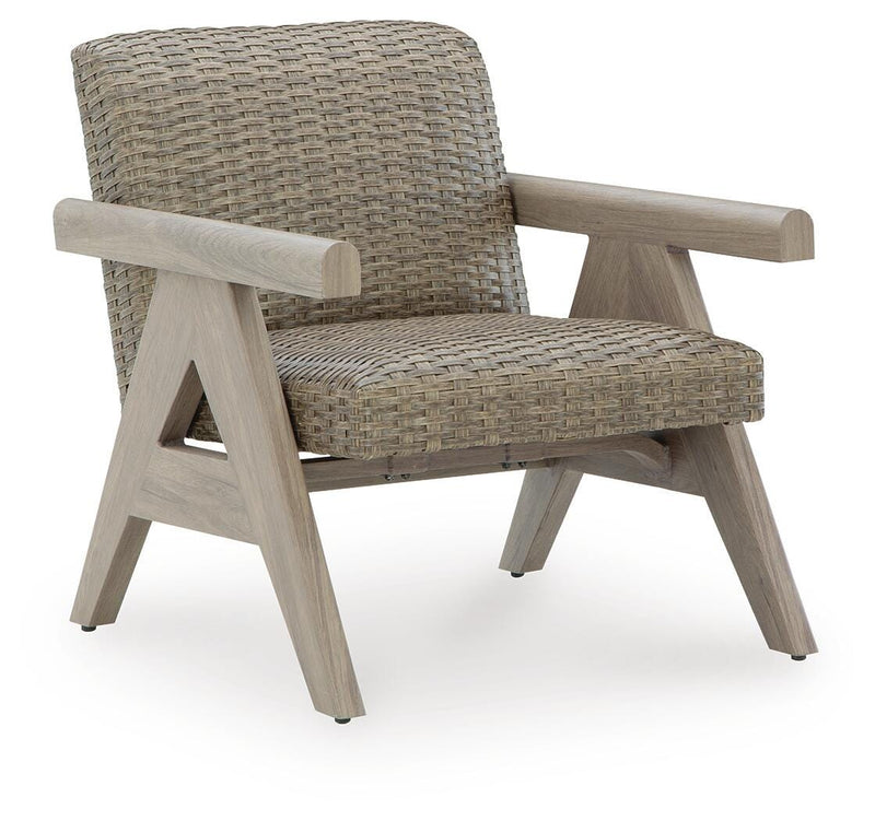 Cliff Trails Outdoor Fire Pit Table and 4 Chairs in Beige - PKG023987