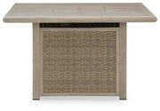 Cliff Trails Outdoor Fire Pit Table and 4 Chairs in Beige - PKG023987