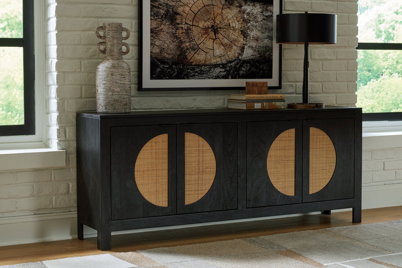 Cliffiings Black/Natural Accent Cabinet - A4000575