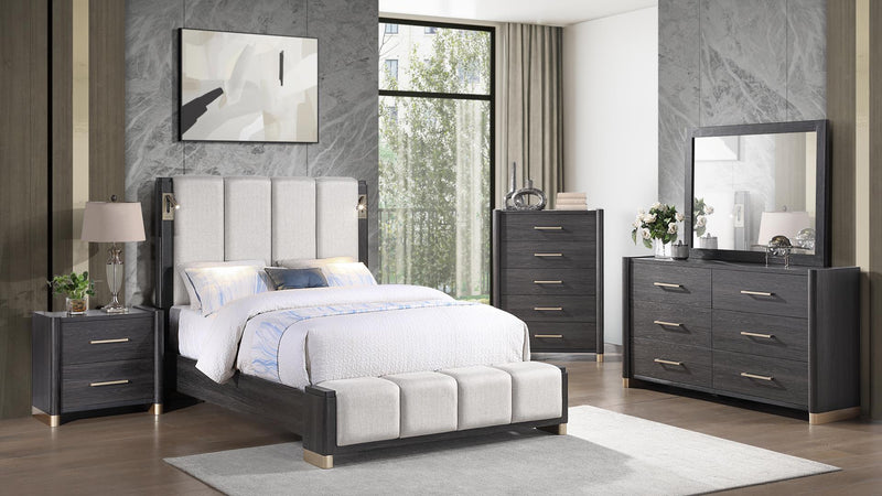 Clifton Queen 5Pc Bedroom Set in Charcoal Gray - Clifton Queen 5Pc Bedroom Set in Charcoal Gray