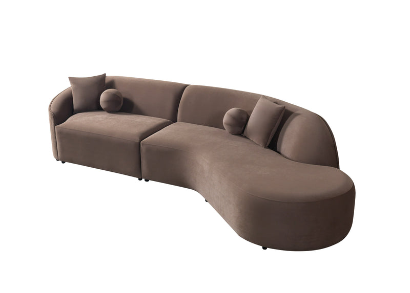 Cloe Coffee Velvet Curved 134" RAF Sectional - CLOECOFVL-SECRAF