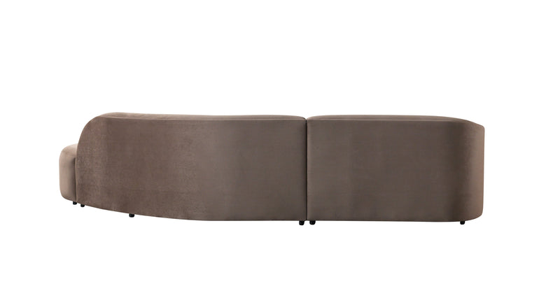 Cloe Coffee Velvet Curved 134" RAF Sectional - CLOECOFVL-SECRAF
