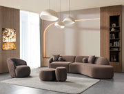 Cloe Coffee Velvet Curved 134" RAF Sectional - CLOECOFVL-SECRAF