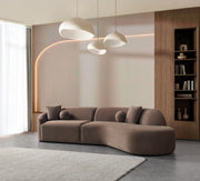 Cloe Coffee Velvet Curved 134" RAF Sectional - CLOECOFVL-SECRAF