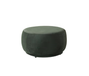Cloe Green Velvet Round Ottoman - CLOEGREENVL-OTT