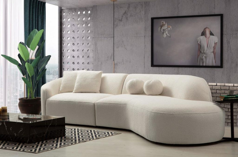 Cloe Ivory Boucle Curved RAF Sectional - Gate FurnitureSectional