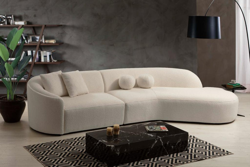 Cloe Ivory Boucle Curved RAF Sectional - Gate FurnitureSectional