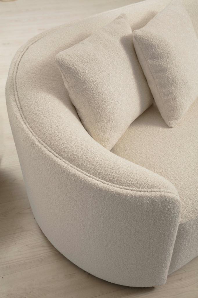 Cloe Ivory Boucle Curved RAF Sectional - Gate FurnitureSectional