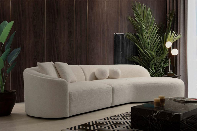 Cloe Ivory Boucle Curved RAF Sectional - Gate FurnitureSectional