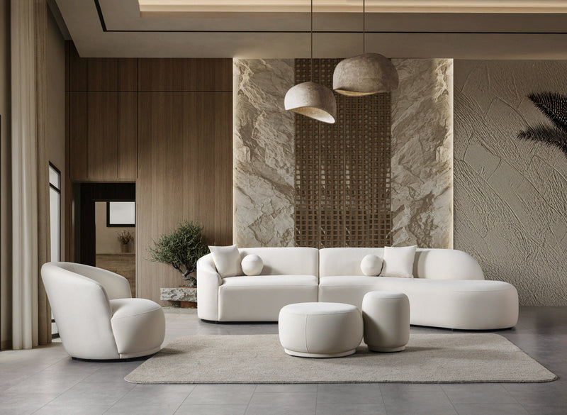 Cloe Ivory Velvet Curved 134" RAF Sectional - CLOEIVVL-SECRAF