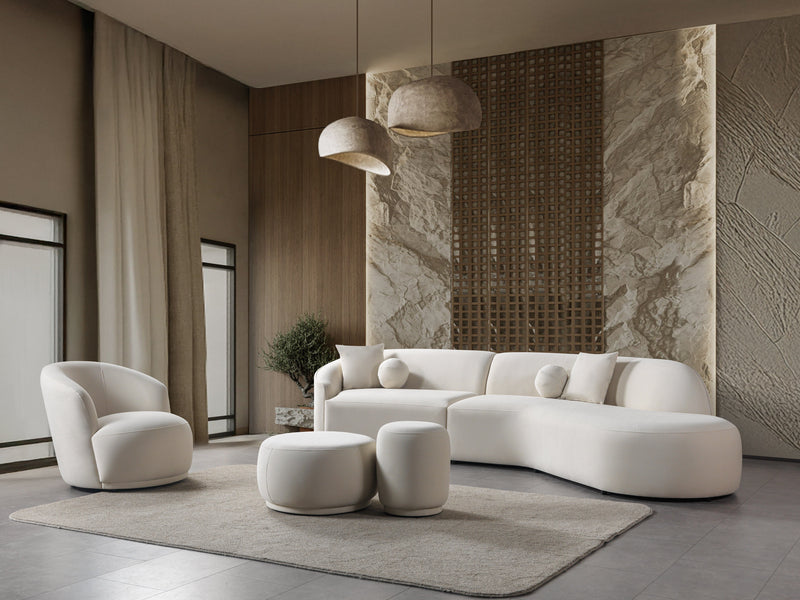Cloe Ivory Velvet Curved 134" RAF Sectional - CLOEIVVL-SECRAF