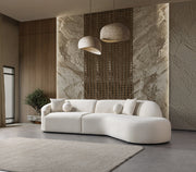 Cloe Ivory Velvet Curved 134" RAF Sectional - CLOEIVVL-SECRAF