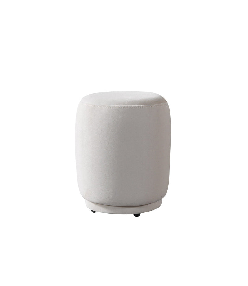 Cloe Ivory Velvet Stool - CLOEIVORYVL-STO