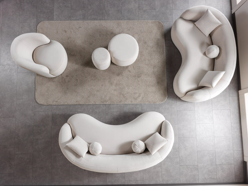 Cloe Ivory Velvet Stool - CLOEIVORYVL-STO