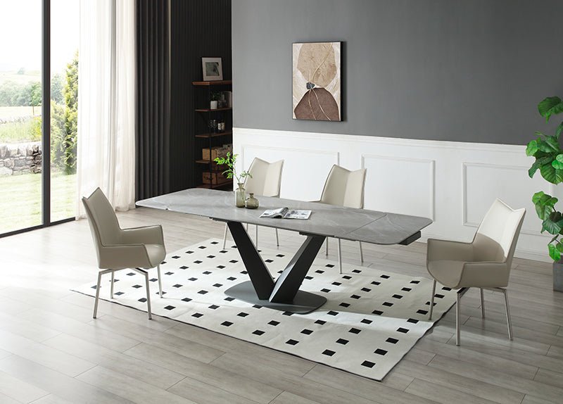 Cloud Table With 1218 Swivel Grey Chairs Set - Gate FurnitureDining Room Set