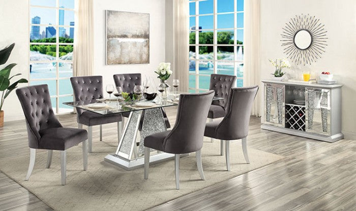 REGENSDORF Metallic Silver/Dark Gray Dining Side Chair (2 Box)