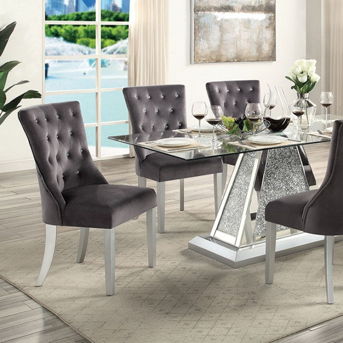 REGENSDORF Metallic Silver/Dark Gray Dining Side Chair (2 Box)