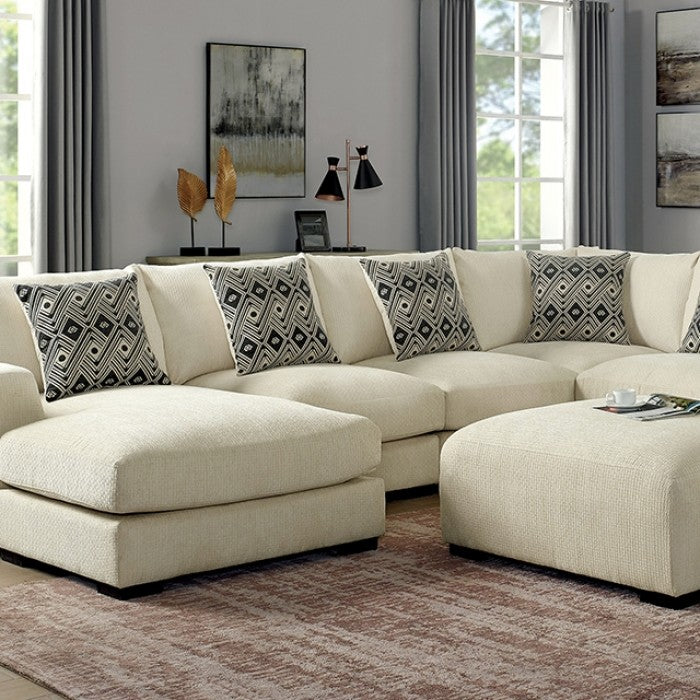 KAYLEE Beige Left Chaise and Ottoman Sectional