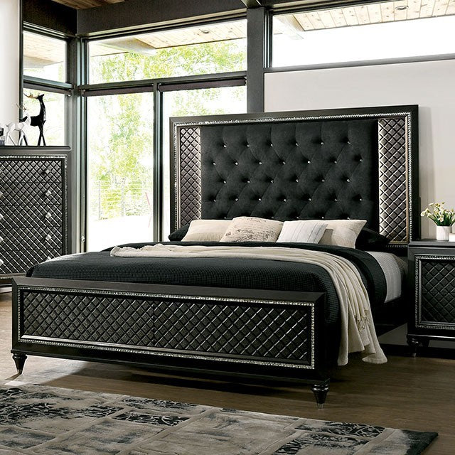 DEMETRIA Metallic Gray Bedroom Set
