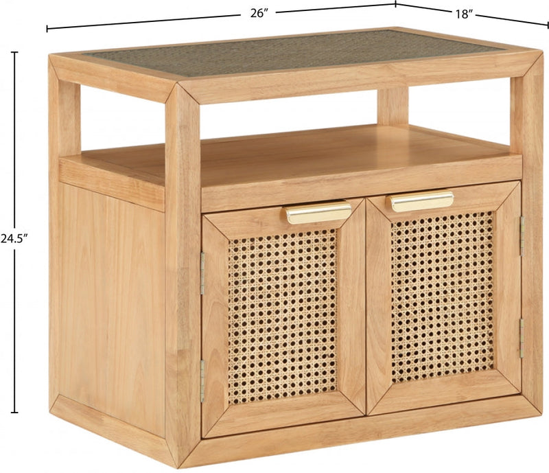 Cole Solid Wood And Natural Cane Nightstand in Natural - 797Natural-NS