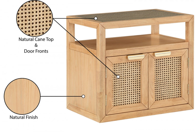 Cole Solid Wood And Natural Cane Nightstand in Natural - 797Natural-NS