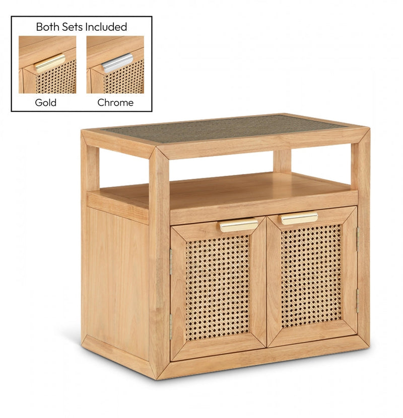 Cole Solid Wood And Natural Cane Nightstand in Natural - 797Natural-NS