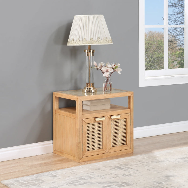 Cole Solid Wood And Natural Cane Nightstand in Natural - 797Natural-NS