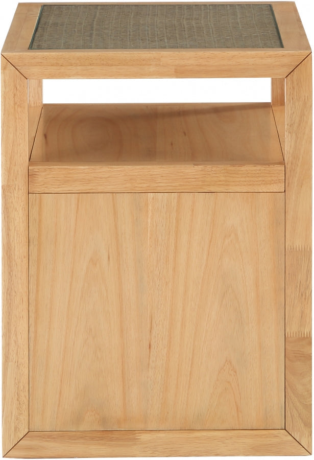 Cole Solid Wood And Natural Cane Nightstand in Natural - 797Natural-NS