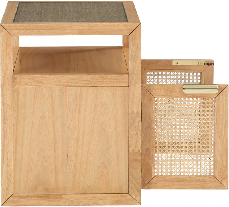 Cole Solid Wood And Natural Cane Nightstand in Natural - 797Natural-NS