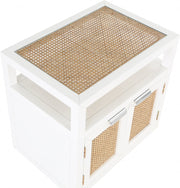 Cole Solid Wood And Natural Cane Nightstand in White - 797White-NS