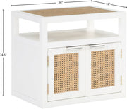 Cole Solid Wood And Natural Cane Nightstand in White - 797White-NS