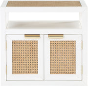 Cole Solid Wood And Natural Cane Nightstand in White - 797White-NS